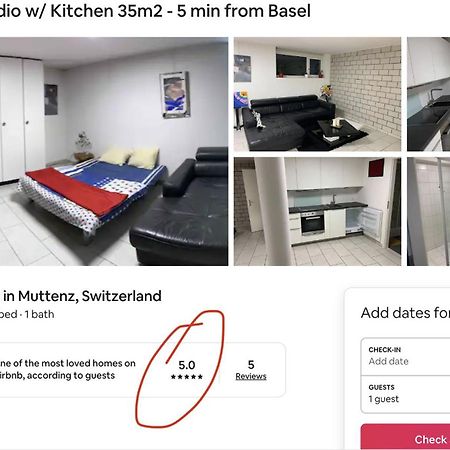 Basel - 5 Mins Away - Modern Basement Studio With Kitchen 35M2 In 무텐츠 외부 사진
