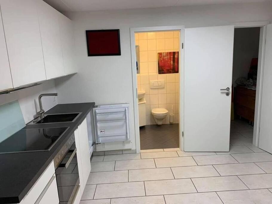 Basel - 5 Mins Away - Modern Basement Studio With Kitchen 35M2 In 무텐츠 외부 사진